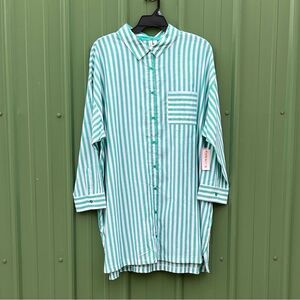 Sleepshirt Silky Soft Woven Long Sleeve Button Front Lounge Pajama Size 3X